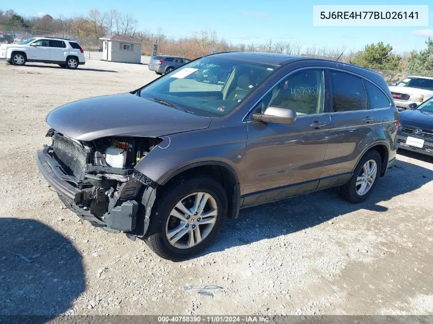 2011 Honda Cr-V Ex-L VIN: 5J6RE4H77BL026141 Lot: 40758390