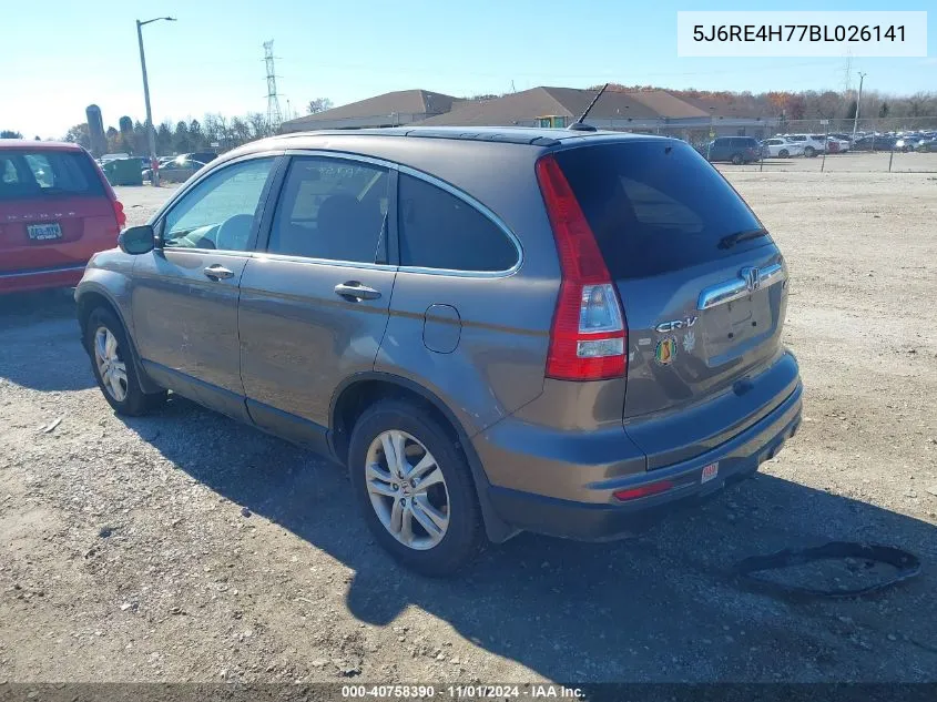 2011 Honda Cr-V Ex-L VIN: 5J6RE4H77BL026141 Lot: 40758390