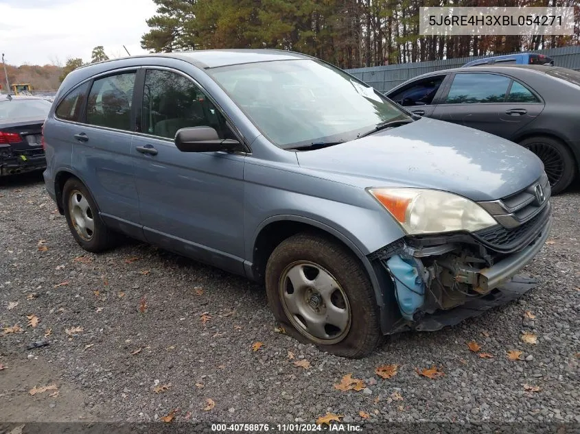 2011 Honda Cr-V Lx VIN: 5J6RE4H3XBL054271 Lot: 40758876