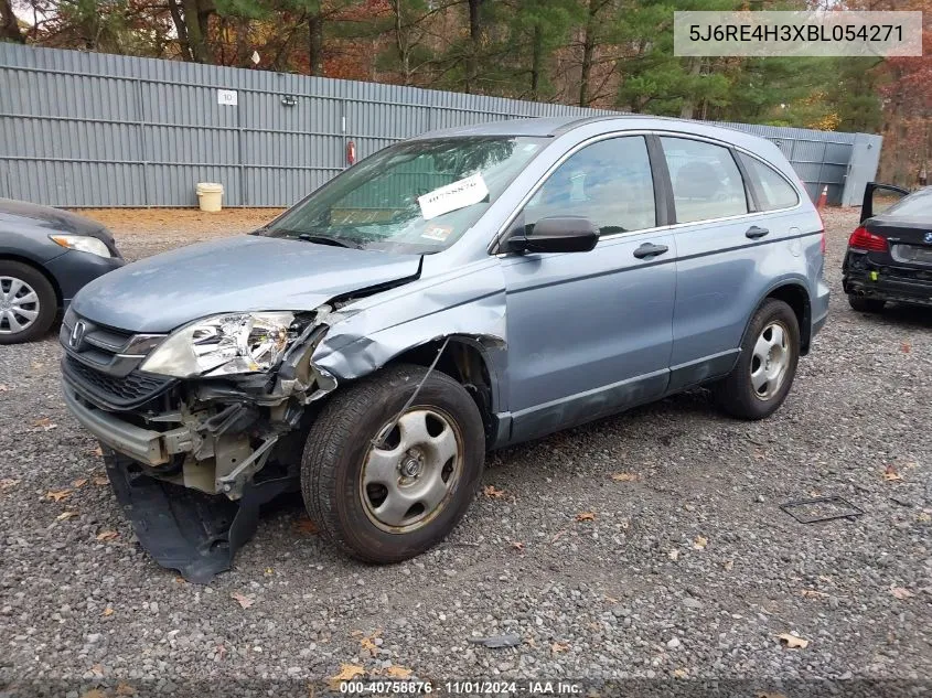 2011 Honda Cr-V Lx VIN: 5J6RE4H3XBL054271 Lot: 40758876