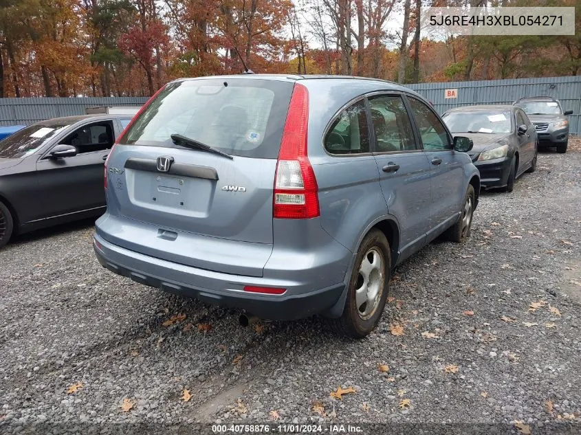 2011 Honda Cr-V Lx VIN: 5J6RE4H3XBL054271 Lot: 40758876