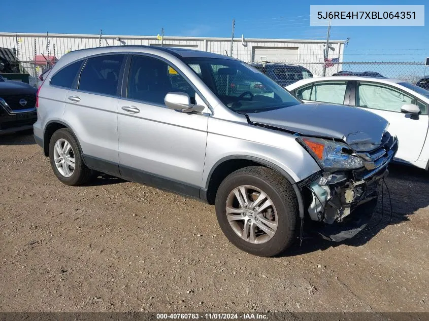 2011 Honda Cr-V Ex-L VIN: 5J6RE4H7XBL064351 Lot: 40760783