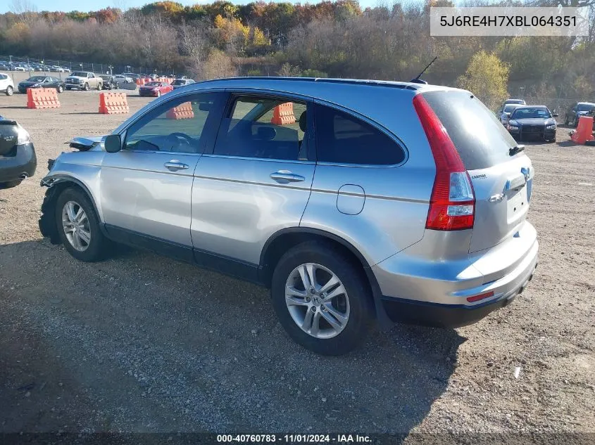 2011 Honda Cr-V Ex-L VIN: 5J6RE4H7XBL064351 Lot: 40760783