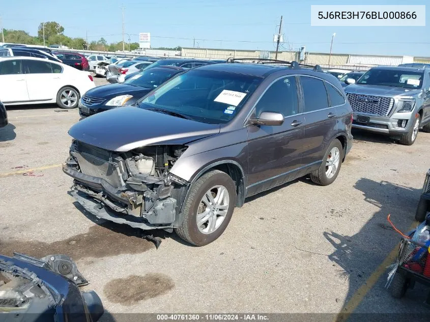 2011 Honda Cr-V Ex-L VIN: 5J6RE3H76BL000866 Lot: 40761360