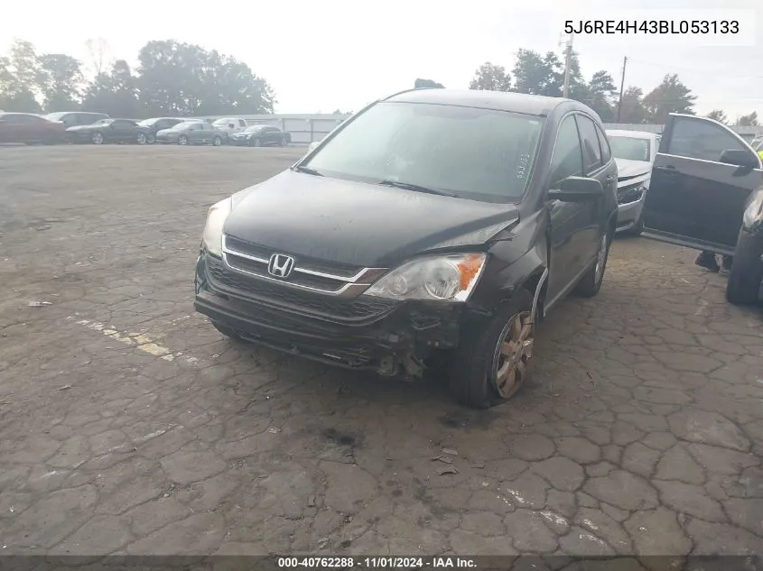 2011 Honda Cr-V Se VIN: 5J6RE4H43BL053133 Lot: 40762288