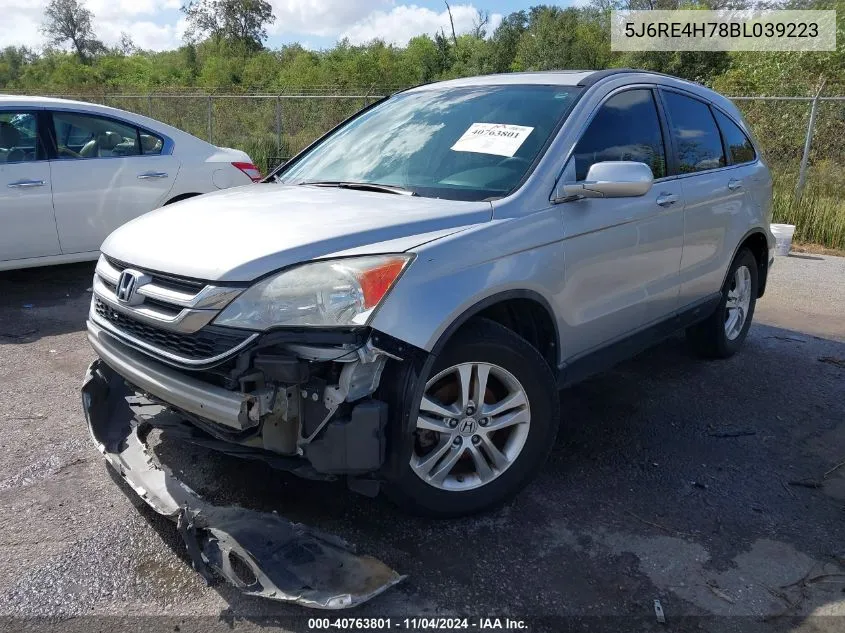 2011 Honda Cr-V Ex-L VIN: 5J6RE4H78BL039223 Lot: 40763801