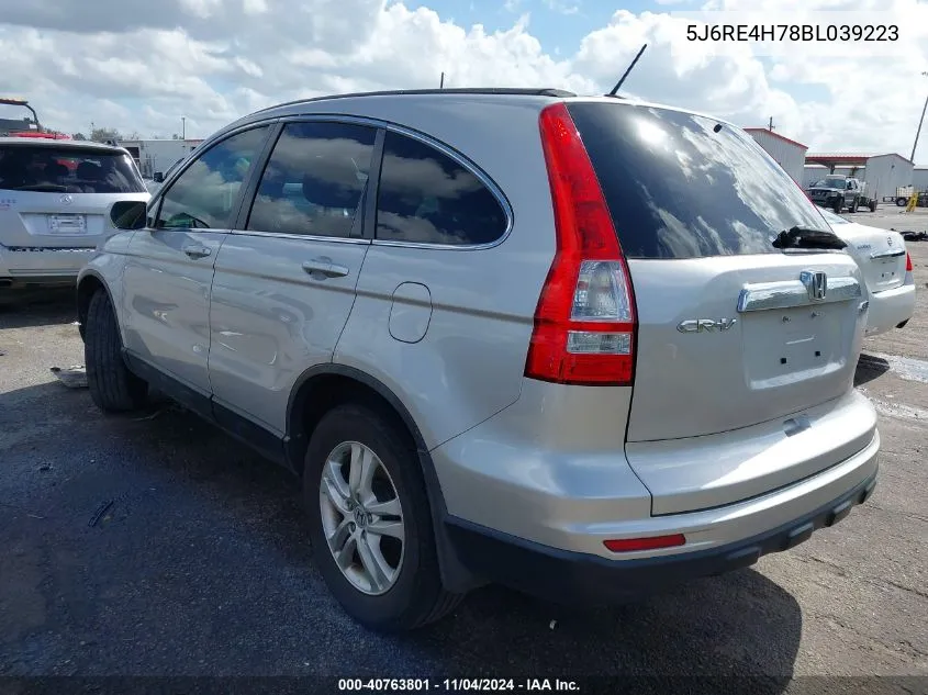 2011 Honda Cr-V Ex-L VIN: 5J6RE4H78BL039223 Lot: 40763801