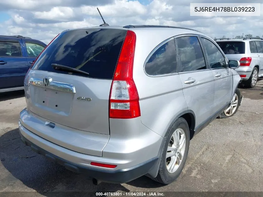 2011 Honda Cr-V Ex-L VIN: 5J6RE4H78BL039223 Lot: 40763801