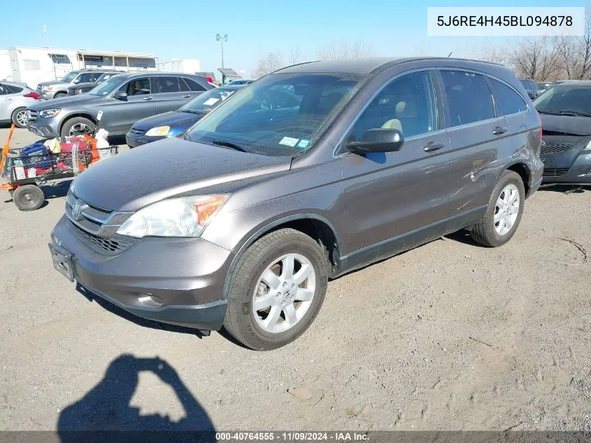 2011 Honda Cr-V Se VIN: 5J6RE4H45BL094878 Lot: 40764555