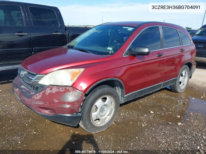 2011 Honda Cr-V Lx VIN: 3CZRE3H36BG704091 Lot: 40779979