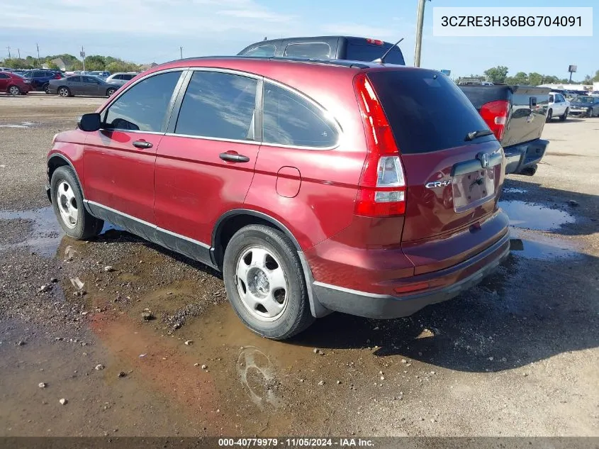 2011 Honda Cr-V Lx VIN: 3CZRE3H36BG704091 Lot: 40779979