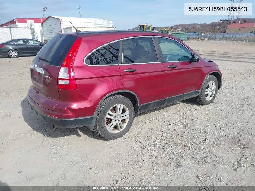 2011 Honda Cr-V Ex VIN: 5J6RE4H59BL055543 Lot: 40780417