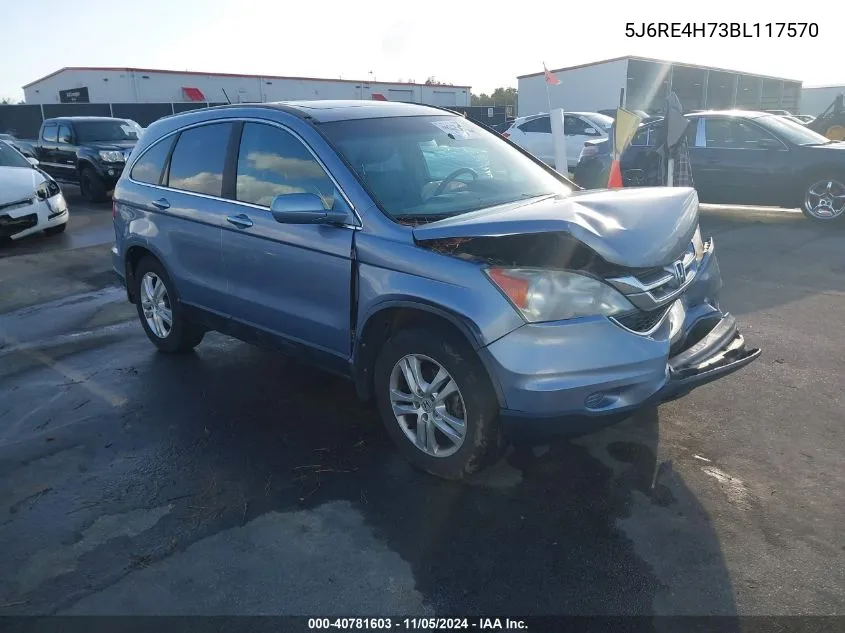 2011 Honda Cr-V Ex-L VIN: 5J6RE4H73BL117570 Lot: 40781603