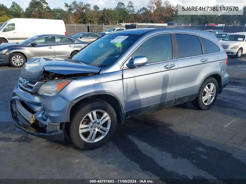 2011 Honda Cr-V Ex-L VIN: 5J6RE4H73BL117570 Lot: 40781603