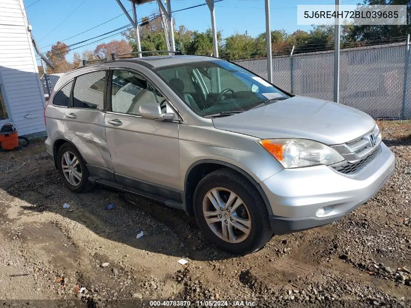 2011 Honda Cr-V Ex-L VIN: 5J6RE4H72BL039685 Lot: 40783870