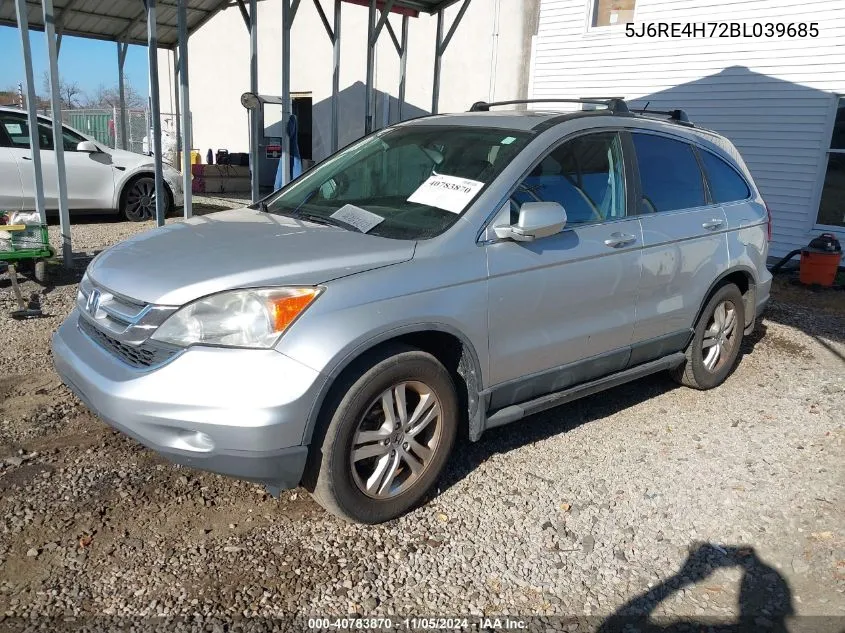 2011 Honda Cr-V Ex-L VIN: 5J6RE4H72BL039685 Lot: 40783870