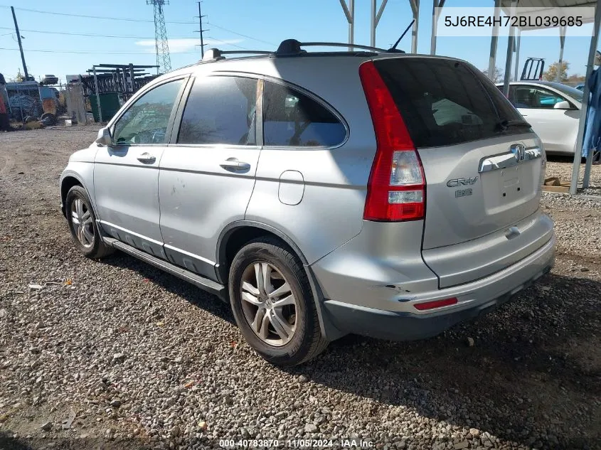 2011 Honda Cr-V Ex-L VIN: 5J6RE4H72BL039685 Lot: 40783870