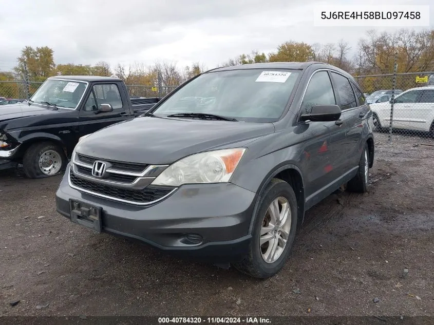 2011 Honda Cr-V Ex VIN: 5J6RE4H58BL097458 Lot: 40784320