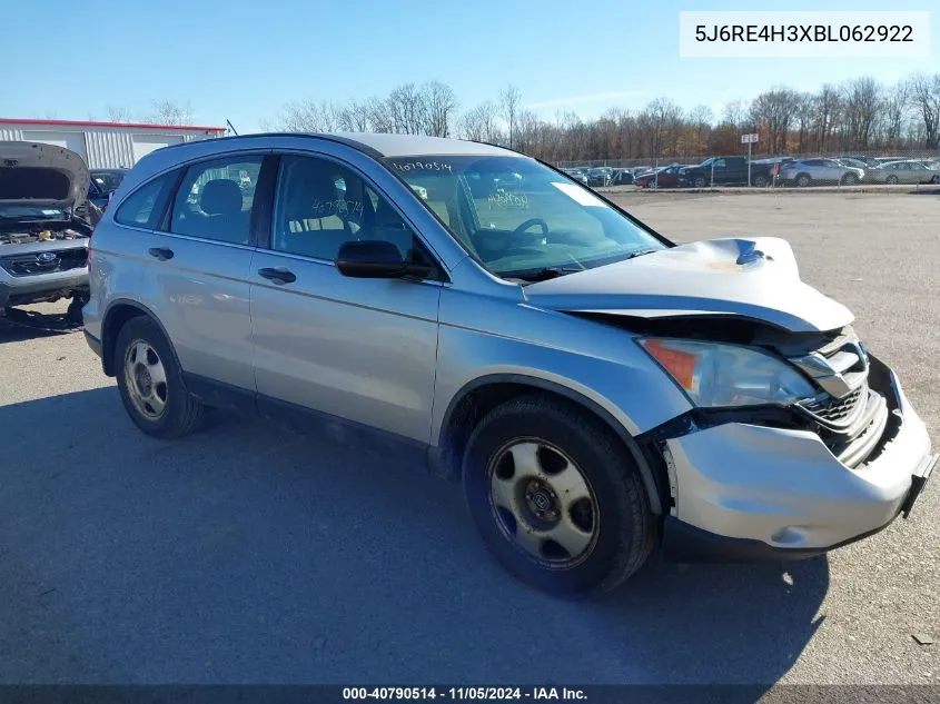 2011 Honda Cr-V Lx VIN: 5J6RE4H3XBL062922 Lot: 40790514