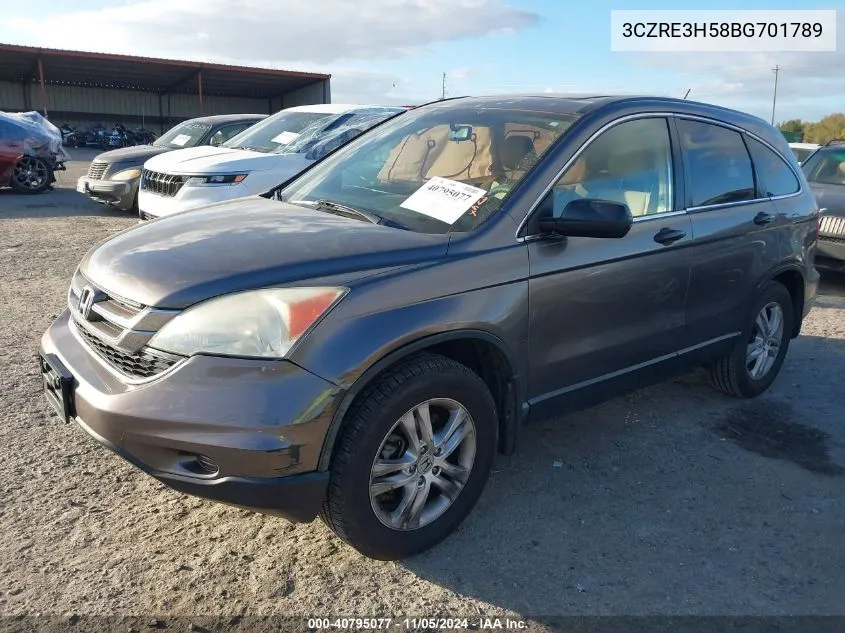 2011 Honda Cr-V Ex VIN: 3CZRE3H58BG701789 Lot: 40795077