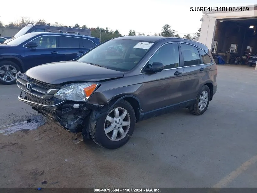 2011 Honda Cr-V Lx VIN: 5J6RE4H34BL064469 Lot: 40795684