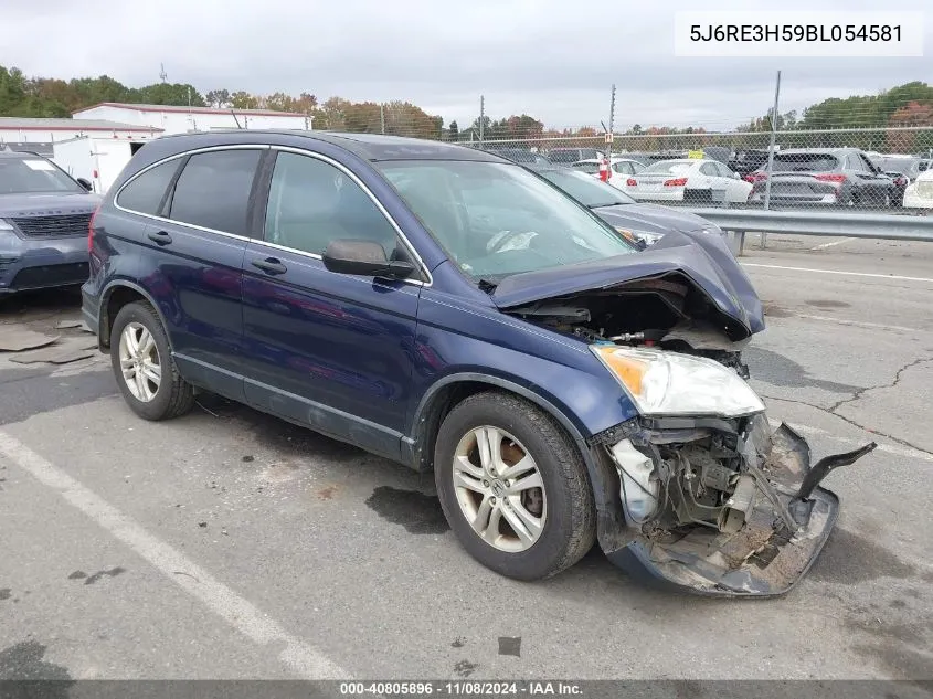 2011 Honda Cr-V Ex VIN: 5J6RE3H59BL054581 Lot: 40805896