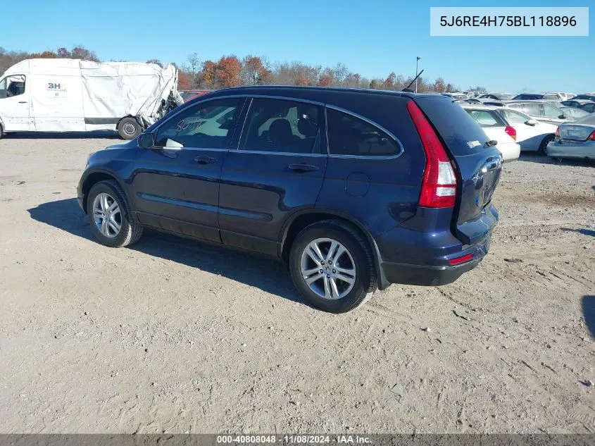 2011 Honda Cr-V Ex-L VIN: 5J6RE4H75BL118896 Lot: 40808048