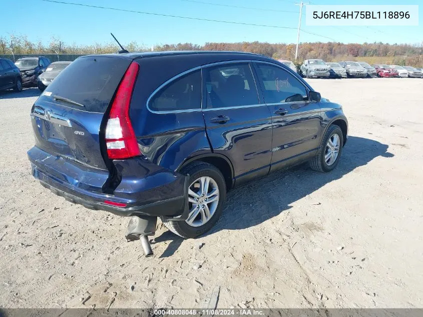 2011 Honda Cr-V Ex-L VIN: 5J6RE4H75BL118896 Lot: 40808048