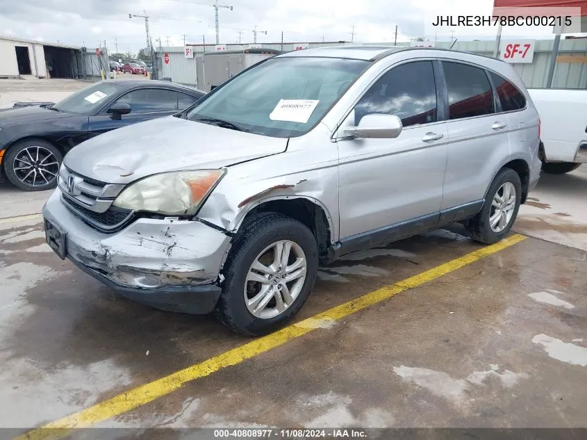 2011 Honda Cr-V Ex-L VIN: JHLRE3H78BC000215 Lot: 40808977