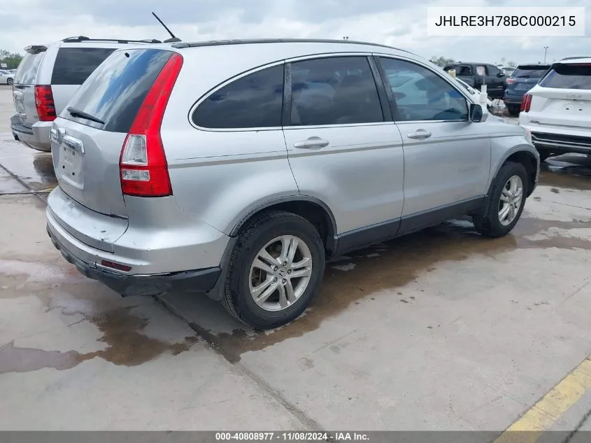 2011 Honda Cr-V Ex-L VIN: JHLRE3H78BC000215 Lot: 40808977