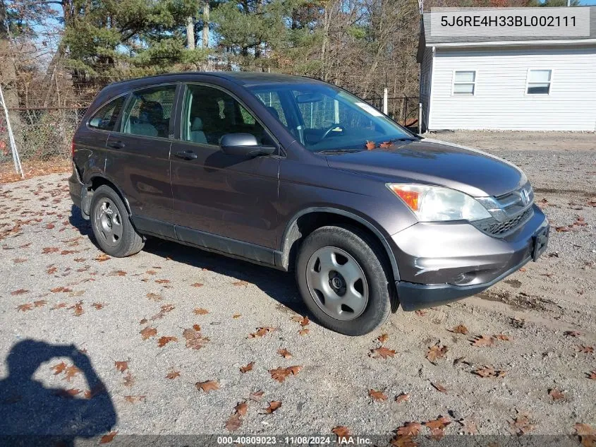 2011 Honda Cr-V Lx VIN: 5J6RE4H33BL002111 Lot: 40809023