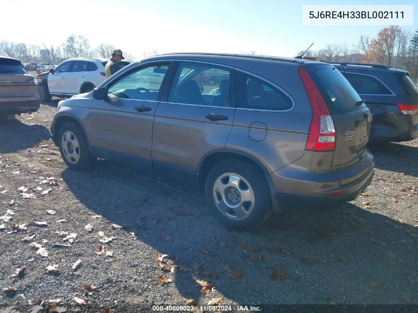 2011 Honda Cr-V Lx VIN: 5J6RE4H33BL002111 Lot: 40809023