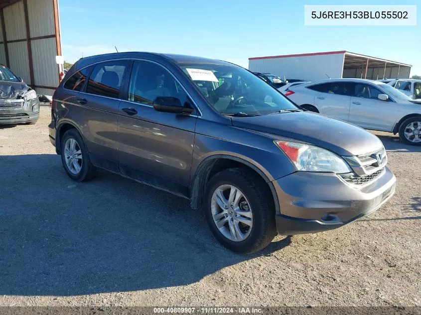 2011 Honda Cr-V Ex VIN: 5J6RE3H53BL055502 Lot: 40809907