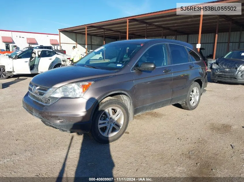 2011 Honda Cr-V Ex VIN: 5J6RE3H53BL055502 Lot: 40809907