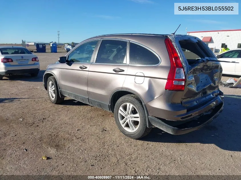 2011 Honda Cr-V Ex VIN: 5J6RE3H53BL055502 Lot: 40809907