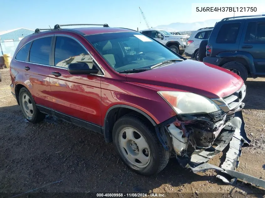 2011 Honda Cr-V Lx VIN: 5J6RE4H37BL121750 Lot: 40809958