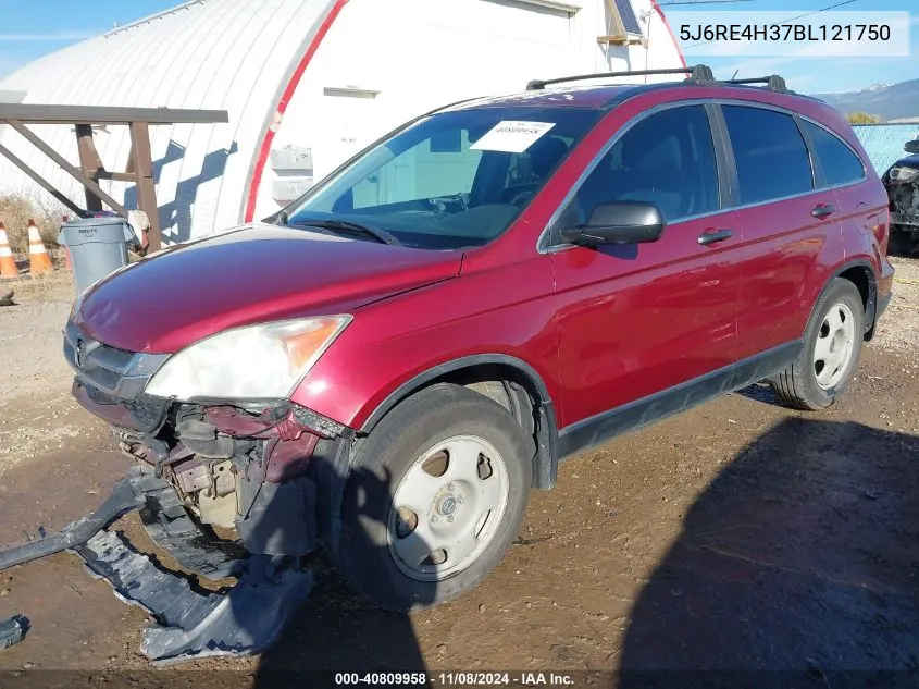 2011 Honda Cr-V Lx VIN: 5J6RE4H37BL121750 Lot: 40809958