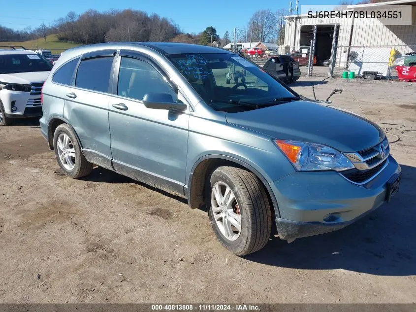 2011 Honda Cr-V Ex-L VIN: 5J6RE4H70BL034551 Lot: 40813808