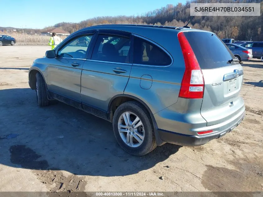 2011 Honda Cr-V Ex-L VIN: 5J6RE4H70BL034551 Lot: 40813808