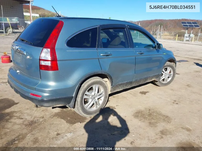 2011 Honda Cr-V Ex-L VIN: 5J6RE4H70BL034551 Lot: 40813808