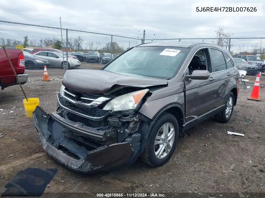 2011 Honda Cr-V Ex-L VIN: 5J6RE4H72BL007626 Lot: 40815865