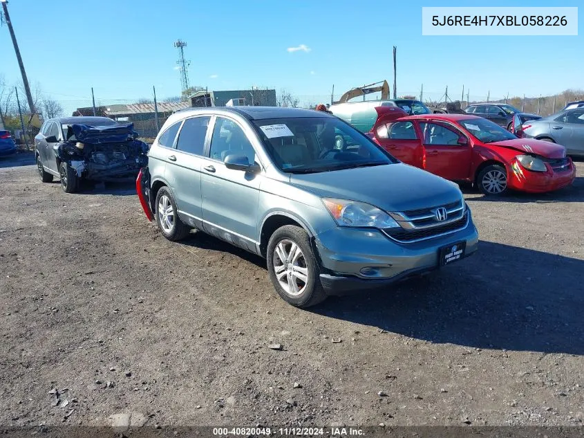 2011 Honda Cr-V Ex-L VIN: 5J6RE4H7XBL058226 Lot: 40820049