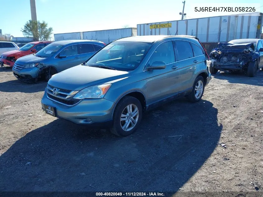 2011 Honda Cr-V Ex-L VIN: 5J6RE4H7XBL058226 Lot: 40820049