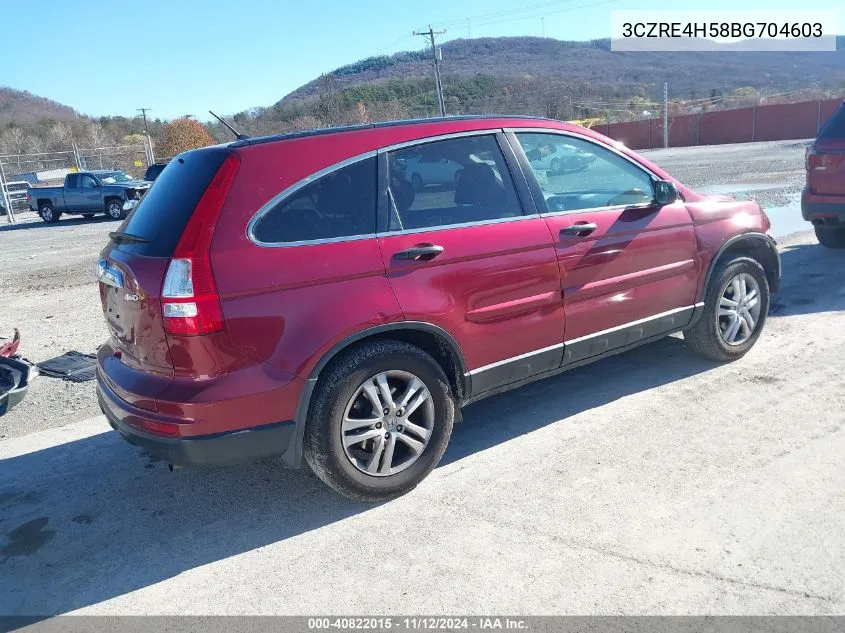 2011 Honda Cr-V Ex VIN: 3CZRE4H58BG704603 Lot: 40822015