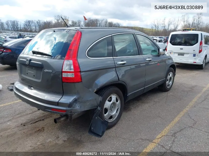 2011 Honda Cr-V Lx VIN: 5J6RE4H3XBL030889 Lot: 40829272