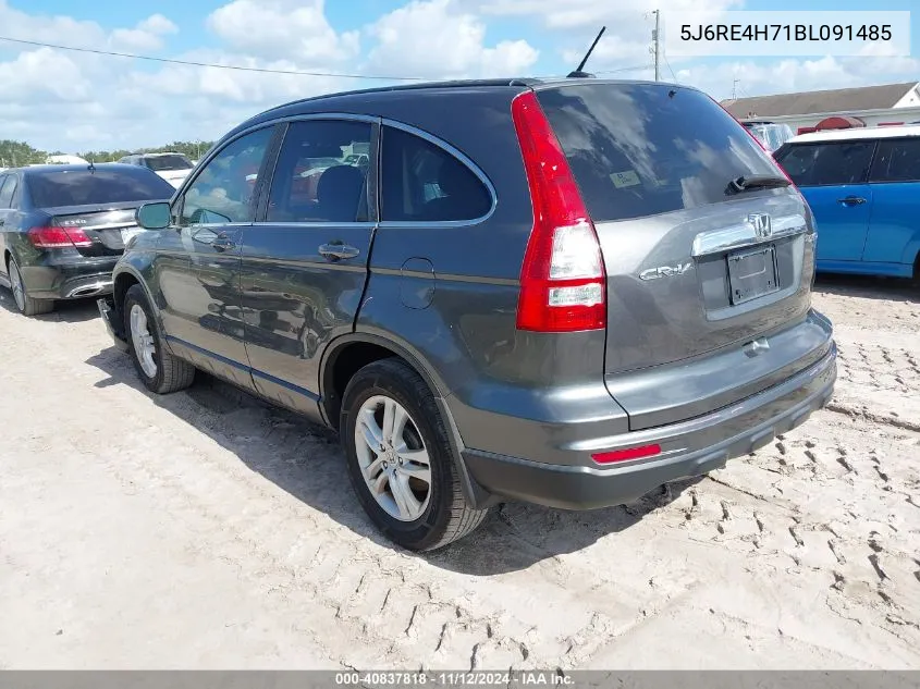 2011 Honda Cr-V Ex-L VIN: 5J6RE4H71BL091485 Lot: 40837818