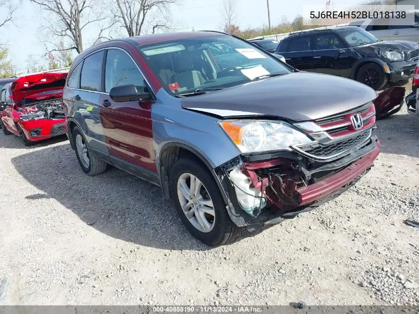 2011 Honda Cr-V Ex VIN: 5J6RE4H52BL018138 Lot: 40858190