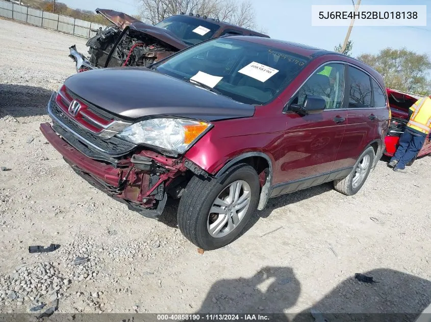 2011 Honda Cr-V Ex VIN: 5J6RE4H52BL018138 Lot: 40858190