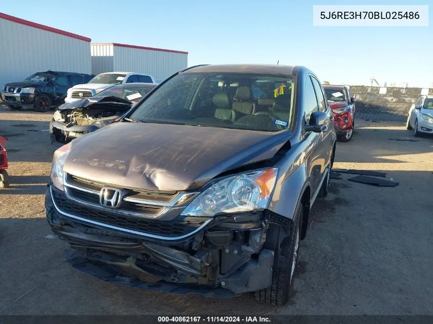 2011 Honda Cr-V Ex-L VIN: 5J6RE3H70BL025486 Lot: 40862167