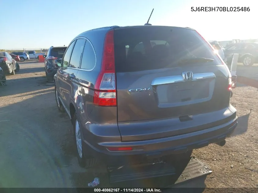 2011 Honda Cr-V Ex-L VIN: 5J6RE3H70BL025486 Lot: 40862167